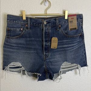 Levi's 501-Blue Distressed Denim Shorts size 34